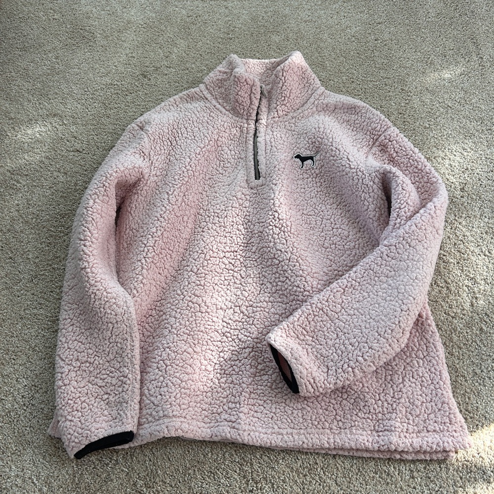 Light Pink PINK Sherpa Quarter-Zip Pullover
